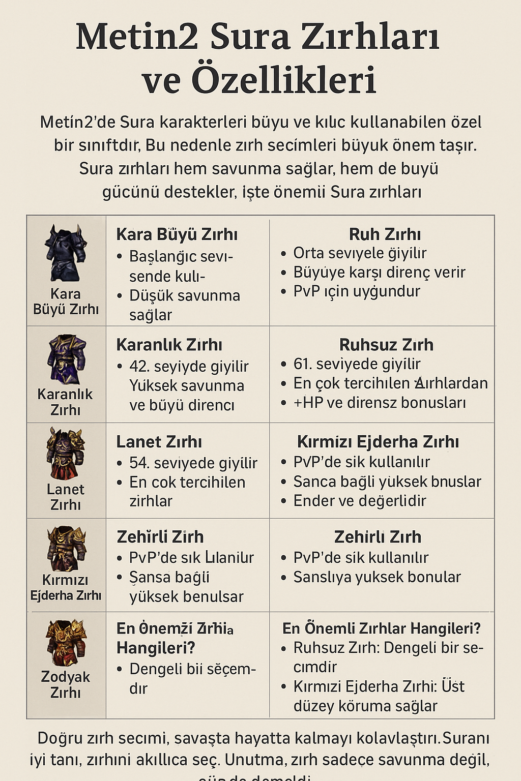 Metin 2 Sura Zırhları