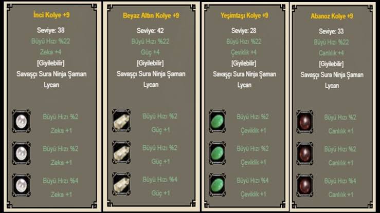 Metin 2 Kolyeler